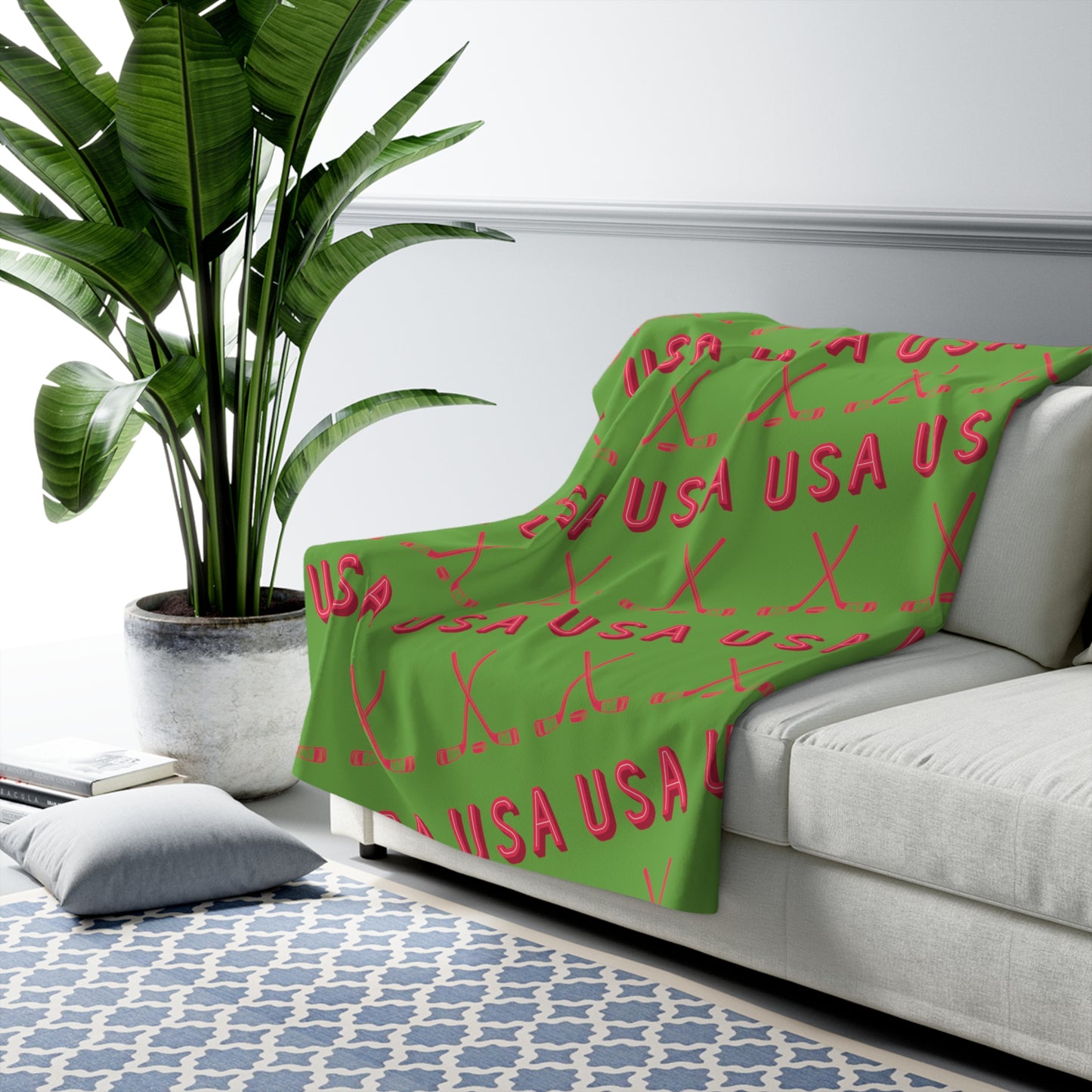 Hockey USA Sherpa Fleece Blanket