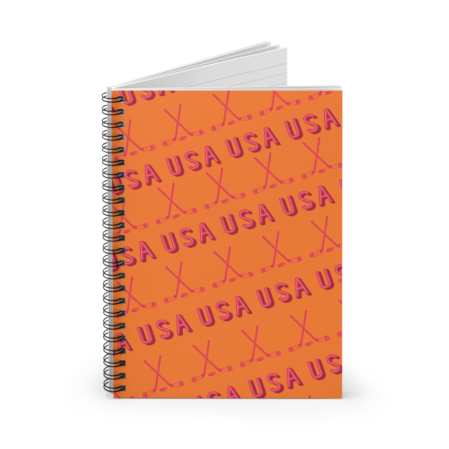 Hockey USA Spiral Notebook - Orange