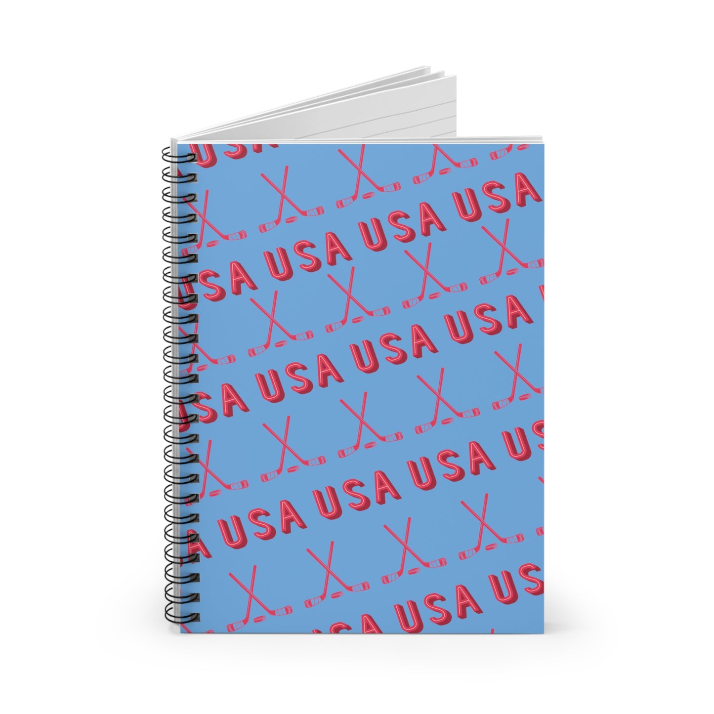 Hockey USA Spiral Notebook - Blue