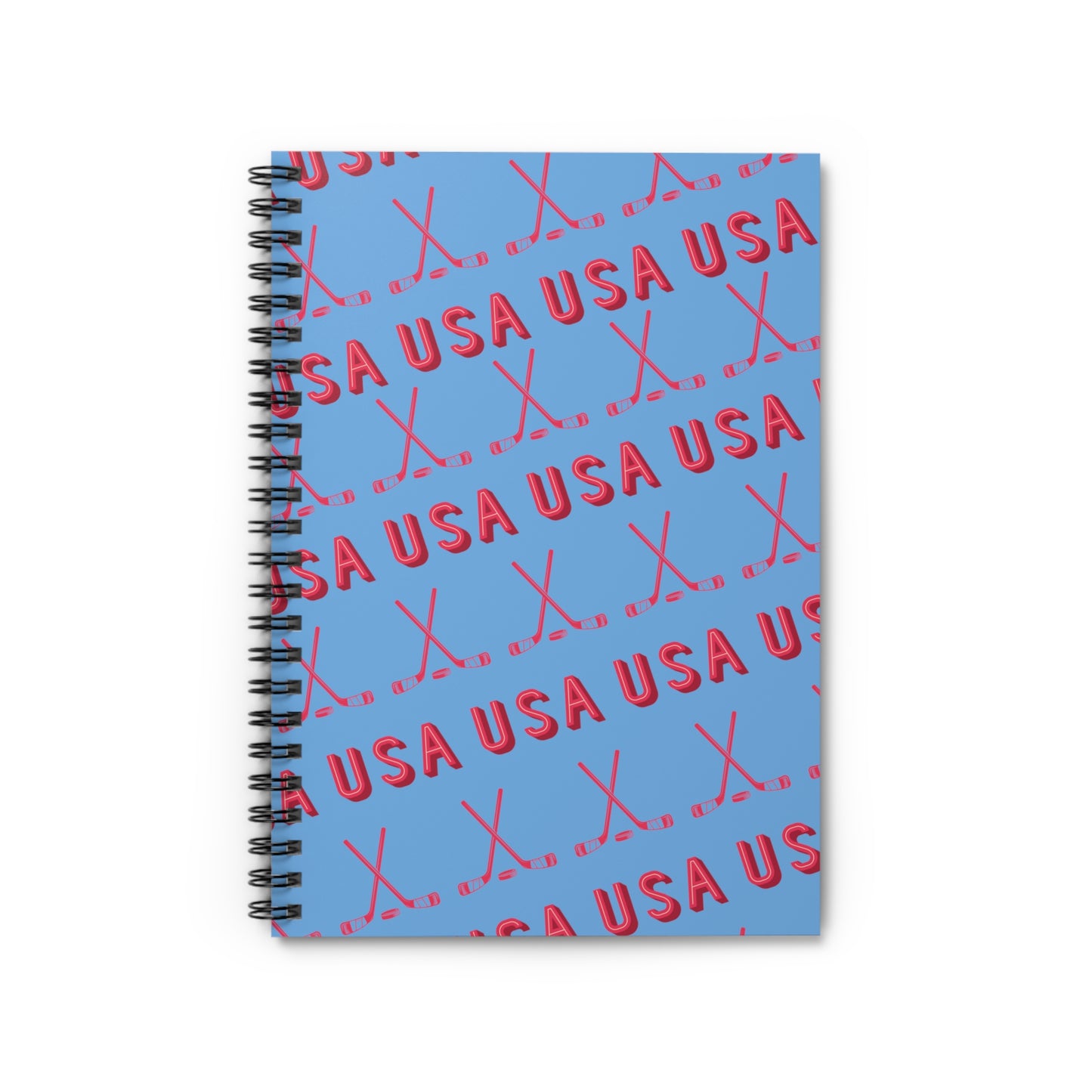 Hockey USA Spiral Notebook - Blue