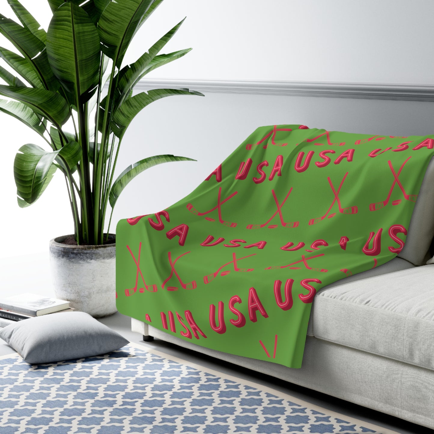 Hockey USA Sherpa Fleece Blanket