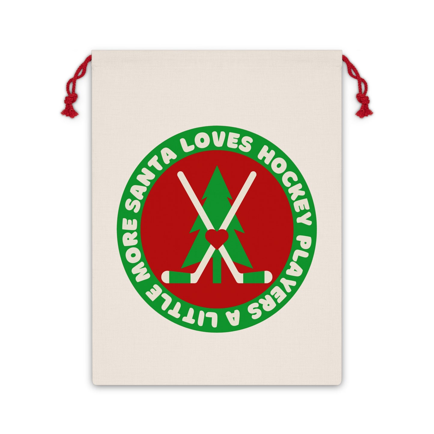 Santa Loves Hockey Players a Little More Linen Gift Bag