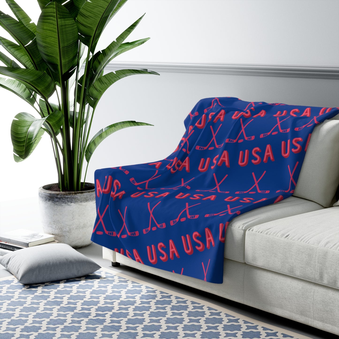 Hockey USA Sherpa Fleece Blanket